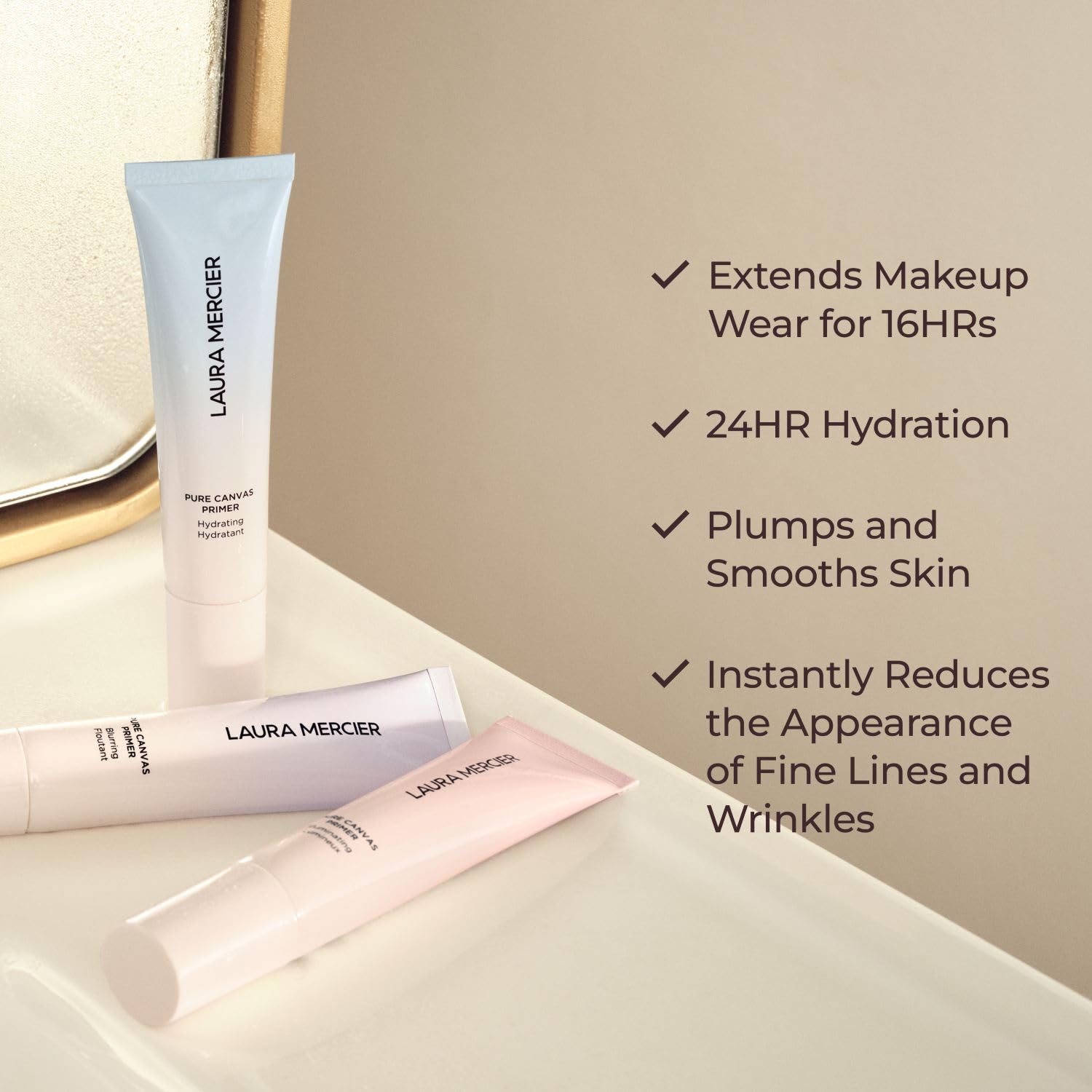 Laura Mercier Pure Canvas Primer, Improves and Extends Wear of Makeup, Hydrating, Blurring and Illuminating Formulas, Natural, Matte, and Radiant Finishes