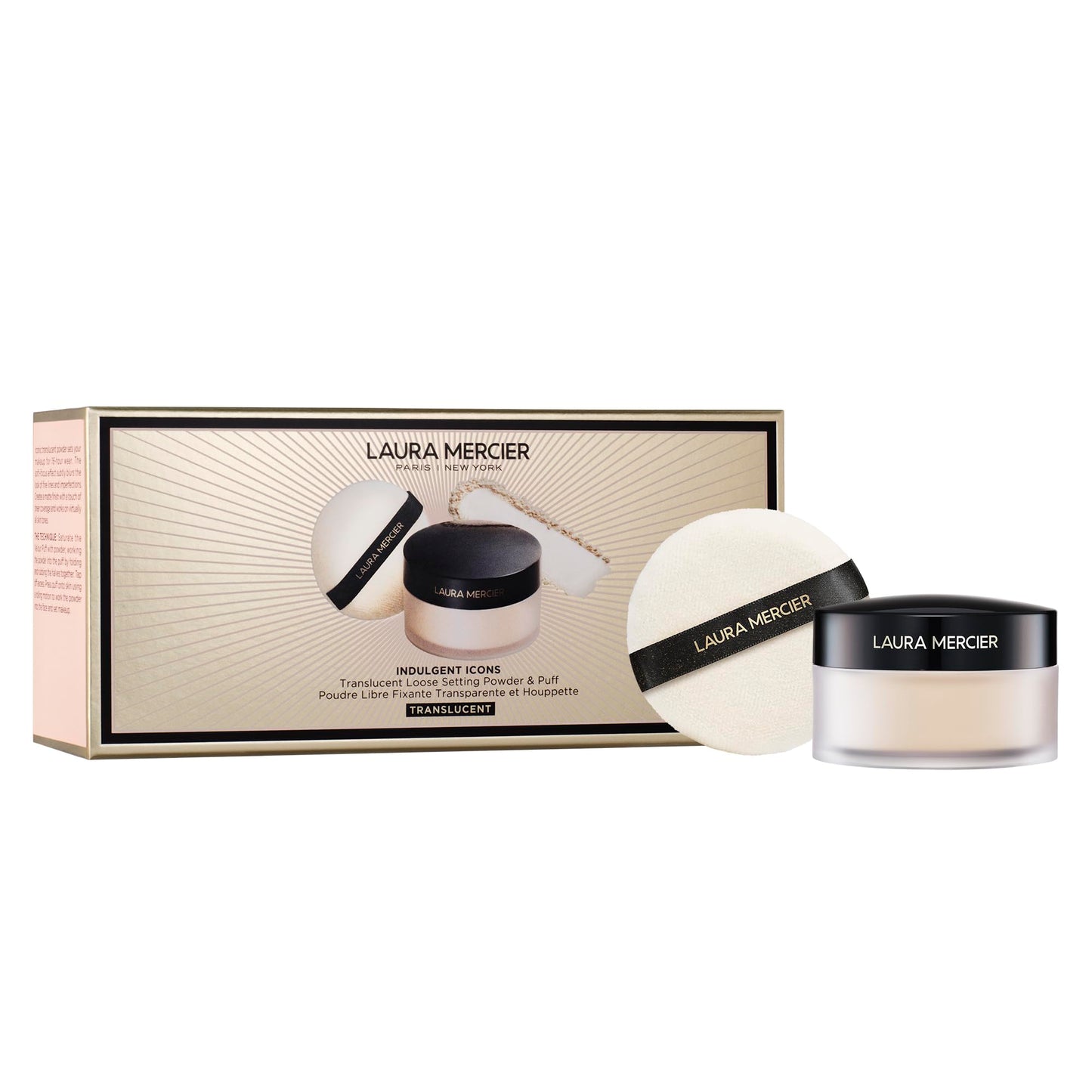 Laura Mercier Translucent Loose Setting Powder, 24HR Shine Control, Infused with Vitamins C + E, Soft Matte Finish, Normal to Oily Skin, 4 Shades for Virtually All Skin Tones, Holiday Gift Set